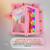 Apevia Prism-Elite-PK Prism Elite Mid Tower ATX Gaming PC Cube Case w/ 7X 120mm PWM ARGB Fans, 366 RGB Modes, Dual Tempered Glass Panels, 360mm Radiator Support, 2X USB3.0, 2X USB 2.0, Pink view 4
