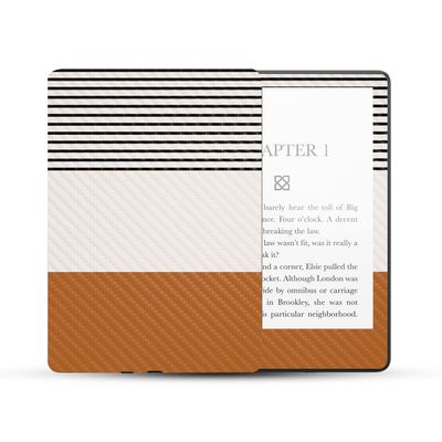 MightySkins Carbon Fiber Skin Compatible with Amazon Kindle Paperwhite 5 6.8-inch 11th Gen (2021) Full Wrap - Neutral Stripes | Textured Carbon Fiber Finish | Easy to Apply | Made in The USA