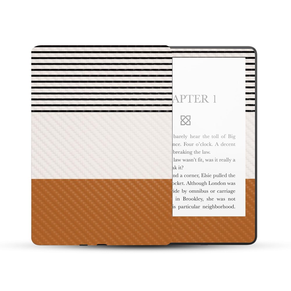MightySkins Carbon Fiber Skin Compatible with Amazon Kindle Paperwhite 5 6.8-inch 11th Gen (2021) Full Wrap - Neutral Stripes | Textured Carbon Fiber Finish | Easy to Apply | Made in The USA