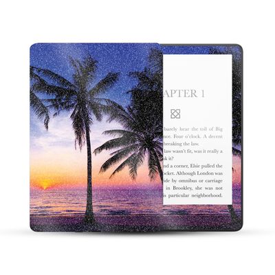 MightySkins Glossy Glitter Skin Compatible with Amazon Kindle Paperwhite 5 6.8-inch 11th Gen (2021) Full Wrap - Palm Sunrise | Protective High-Gloss Glitter Finish | Easy to Apply | Made in The USA