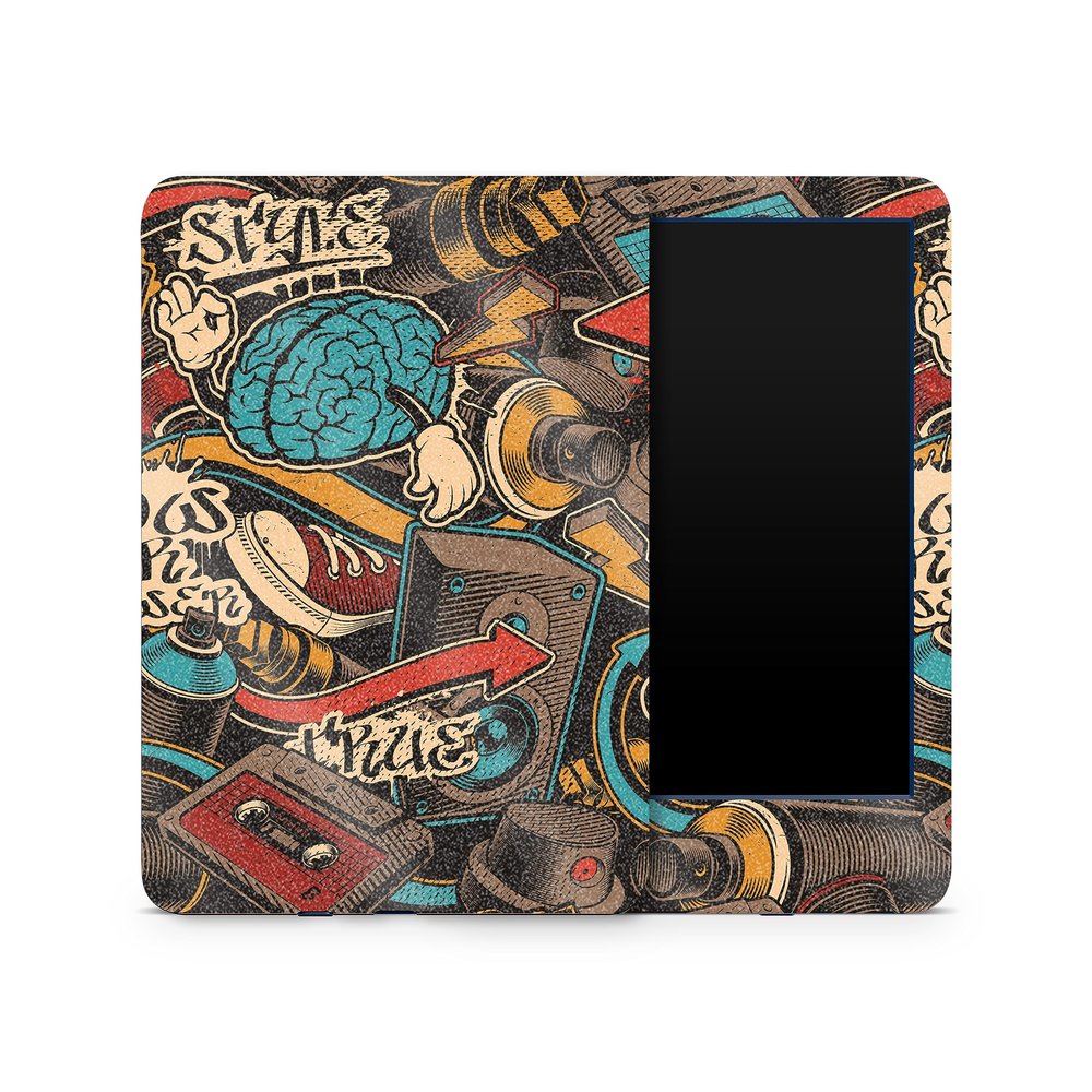 MightySkins Glossy Glitter Skin Compatible with Amazon Kindle 6-inch 11th Gen (2022) Full Wrap - Orange Hip Hop | Protective High-Gloss Glitter Finish | Easy to Apply | Made in The USA