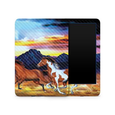 MightySkins Carbon Fiber Skin Compatible with Amazon Kindle 6-inch 11th Gen (2022) Full Wrap - Wild Horses | Protective Textured Carbon Fiber Finish | Easy to Apply | Made in The USA