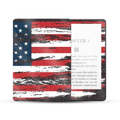 MightySkins Glossy Glitter Skin Compatible with Amazon Kindle Paperwhite 5 6.8-inch 11th Gen (2021) Full Wrap - Tattered Flag | Protective High-Gloss Glitter Finish | Easy to Apply | Made in The USA