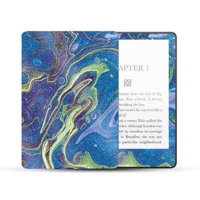 MightySkins Glossy Glitter Skin Compatible with Amazon Kindle Paperwhite 5 6.8-inch 11th Gen (2021) Full Wrap - Blue Pour | Protective High-Gloss Glitter Finish | Easy to Apply | Made in The USA