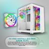 Apevia Prism-Elite-WH Prism Elite Mid Tower ATX Gaming PC Cube Case w/ 7X 120mm PWM ARGB Fans, 366 RGB Modes, Dual Tempered Glass Panels, 360mm Radiator Support, 2X USB3.0, 2X USB 2.0, White view 3