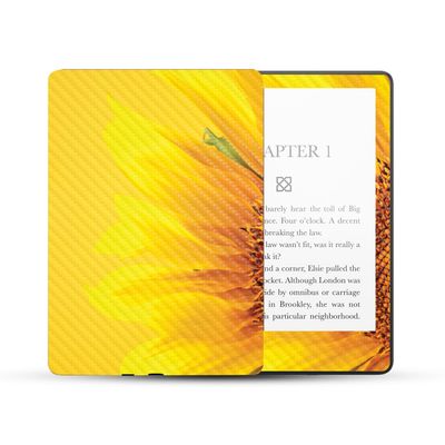 MightySkins Carbon Fiber Skin Compatible with Amazon Kindle Paperwhite 5 6.8-inch 11th Gen (2021) Full Wrap - Sunflower Yellow | Textured Carbon Fiber Finish | Easy to Apply | Made in The USA