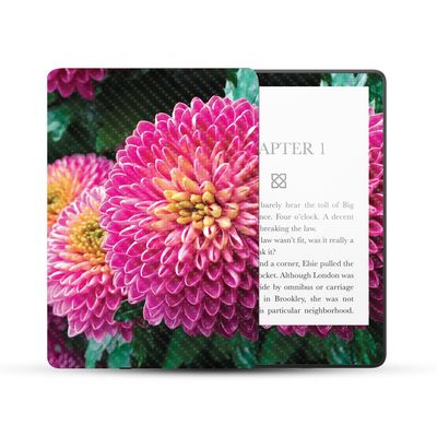 MightySkins Carbon Fiber Skin Compatible with Amazon Kindle Paperwhite 5 6.8-inch 11th Gen (2021) Full Wrap - Chrysanthemum | Protective Textured Carbon Fiber Finish | Easy to Apply | Made in The USA