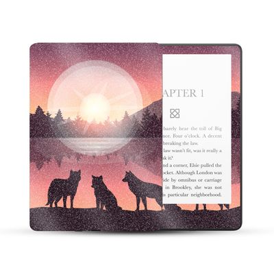 MightySkins Glossy Glitter Skin Compatible With Amazon Kindle Paperwhite 5 6.8-inch 11th Gen (2021) Full Wrap - Wolf Silhouette | Protective High-Gloss Glitter Finish | Easy To Apply | Made in the USA