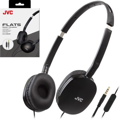 JVC Flats On-Ear Wired Headphones with Mic - Flat Foldable Design - 30mm- Neodymium Driver for Powerful Sound - Soft Ear-Pads for Comfort - Lightweight & Portable - PC/Laptop/Gaming - 3.5mm Slim Plug