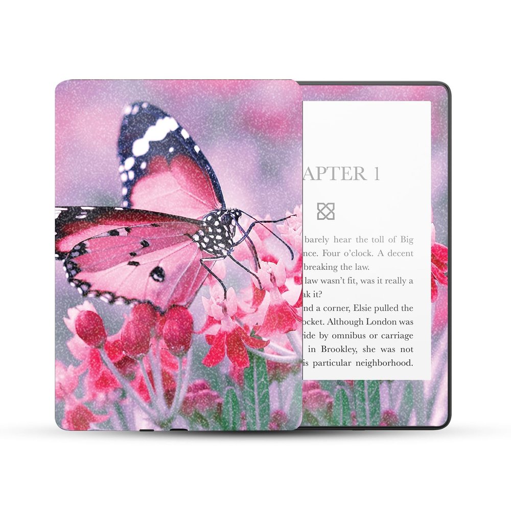 MightySkins Glossy Glitter Skin Compatible with Amazon Kindle Paperwhite 5 6.8-inch 11th Gen (2021) Full Wrap - Pink Monarch | Protective High-Gloss Glitter Finish | Easy to Apply | Made in The USA