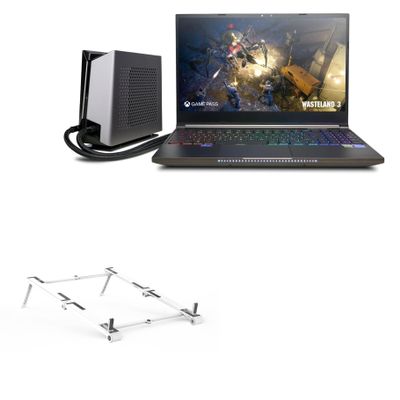 BoxWave Stand and Mount Compatible with CyberPowerPC Tracer VI Edge - Pocket Aluminum Stand 3-in-1, Portable Multi Angle Viewing Riser - Metallic Silver