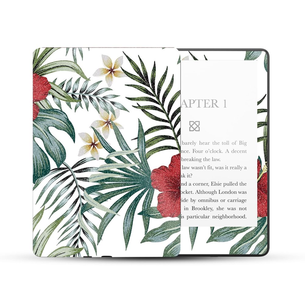 MightySkins Glossy Glitter Skin Compatible with Amazon Kindle Paperwhite 5 6.8-inch 11th Gen (2021) Full Wrap - Tropical Hibiscus | High-Gloss Glitter Finish | Easy to Apply | Made in The USA