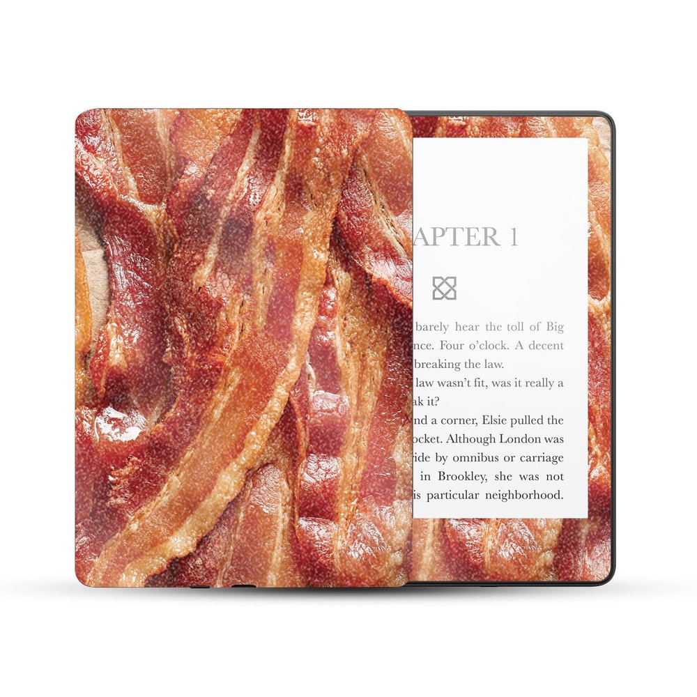 MightySkins Glossy Glitter Skin Compatible with Amazon Kindle Paperwhite 5 6.8-inch 11th Gen (2021) Full Wrap - Crispy Bacon | Protective High-Gloss Glitter Finish | Easy to Apply | Made in The USA