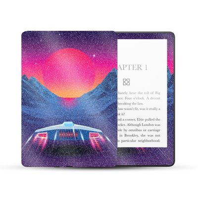 MightySkins Glossy Glitter Skin Compatible With Amazon Kindle Paperwhite 5 6.8-inch 11th Gen (2021) Full Wrap - Synthwave Drive | Protective High-Gloss Glitter Finish | Easy To Apply | Made in the USA
