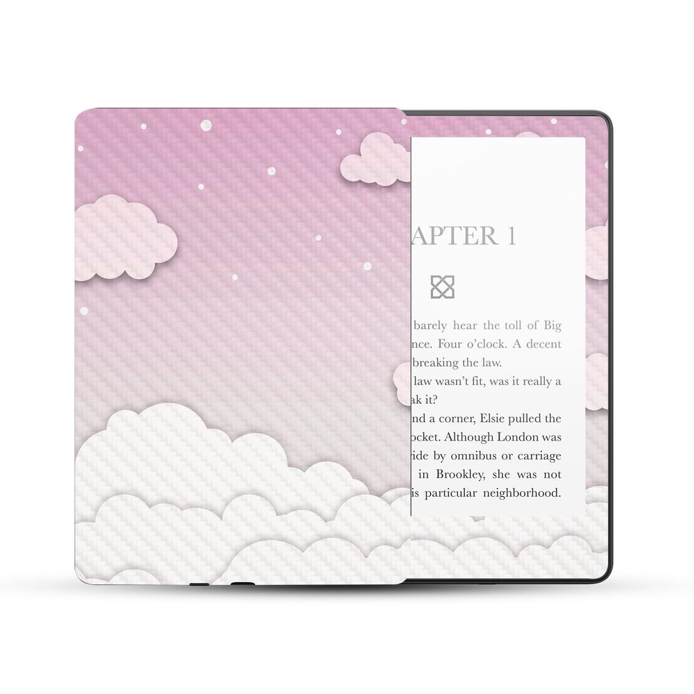MightySkins Carbon Fiber Skin Compatible with Amazon Kindle Paperwhite 5 6.8-inch 11th Gen (2021) Full Wrap - Baby Clouds | Protective Textured Carbon Fiber Finish | Easy to Apply | Made in The USA