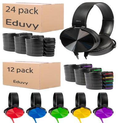 Eduvy 36 Pack Bundle Bulk Headphones for Classroom, Wired Head Phones. for Elementary to College Students. Teacher Must Haves School Pack.