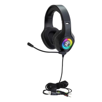 Egghead Skylab Gaming and Multimedia Headset with Noise-Reducing Headphones and LED Lights, Ergonomic Noise Cancelling Gaming Headset with Mic, Black