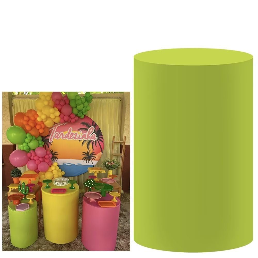 FiVan Birthday Party Decoration Props Vibrant Light Green Plinth Cover Elastic Stretch Spandex Pedestal Cover for Metal Cylinder Stands HP-1893