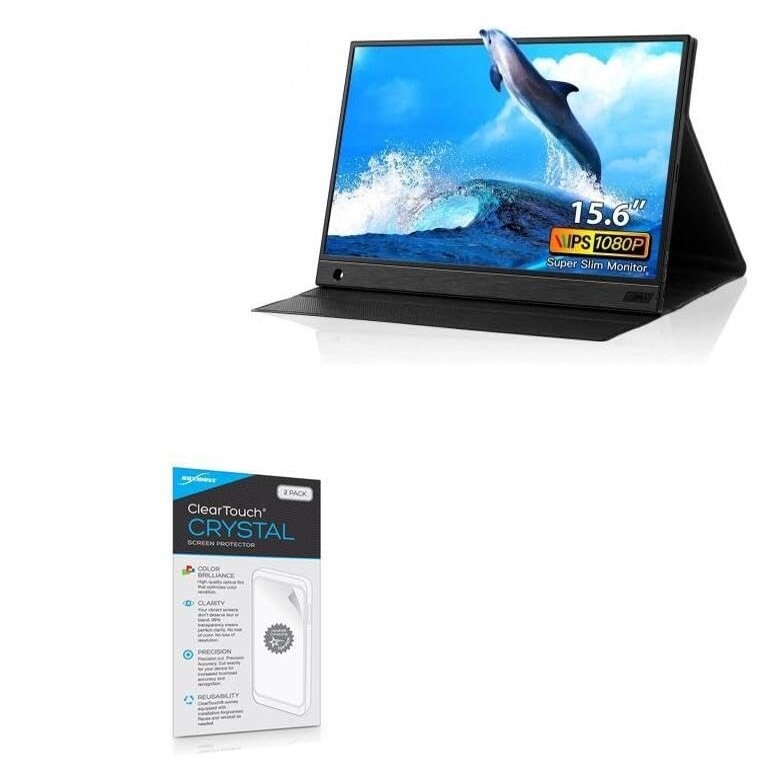 BoxWave Screen Protector Compatible with Eyoyo EM15R (15.6") - ClearTouch Crystal (2-Pack), HD Film Skin - Shields from Scratches