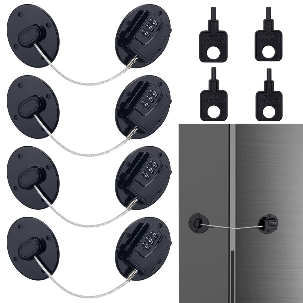 Anglecai 4P Refrigerator Locks Combination, Mini Freezer Door Lock Fridge