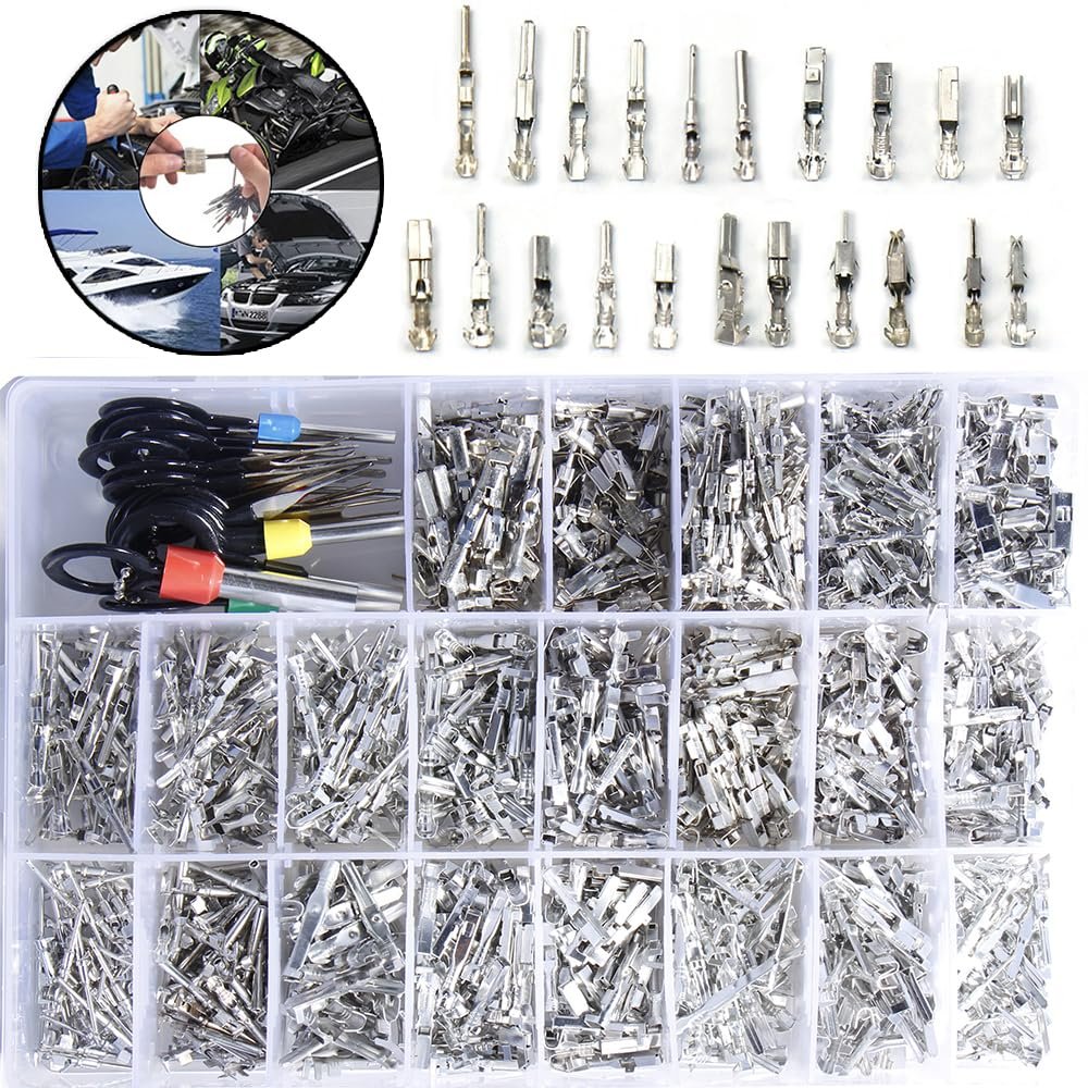 1168pcs car Wire Terminal kit 1/1.5/1.8/2.2/2.8/3.5mm car Electrical Connector Plug Removal Male and Female Crimp car Plug pins (Color: 1168pcs)