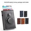 Card Holder Wallet, Tracking Device Card Holder Purse Aluminum Alloy PU Ultrathin Lightweight Anti Theft Swiping for Work (Color : Black) view 4