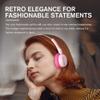 iKF R1 Wireless Bluetooth Headphones, Retro Classic Lightweight Headset, Builti-in Mic, 60H Playback, Dual Device Connectivity, Low Latency, App Customization,Throwback 80s 90s,OOTD, Pink view 2