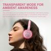 iKF R1 Wireless Bluetooth Headphones, Retro Classic Lightweight Headset, Builti-in Mic, 60H Playback, Dual Device Connectivity, Low Latency, App Customization,Throwback 80s 90s,OOTD, Pink view 4
