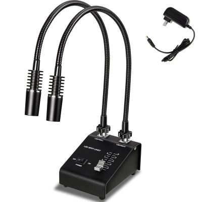 Baquler Microscope Light 6W 6500K Dual Gooseneck Spotlight Changeable LED Bulb Adjustable Illuminator Source for Industrial Biological Digital Stereo Microscope Camera, PCB Repair, Soldering