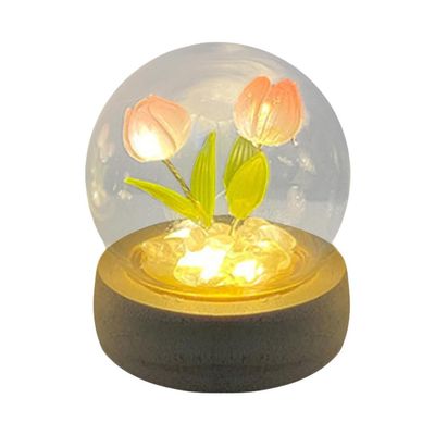 anso Handmade Tulip Night Light Table Lamp Bedside Decoration Desktop Ornament (2 Flowers)