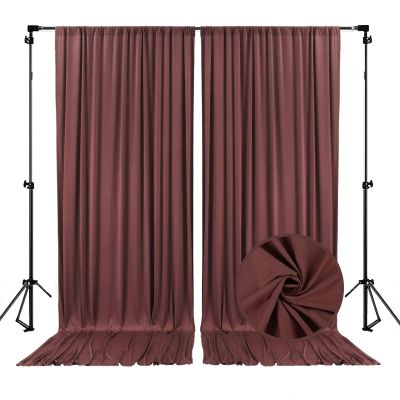 10 x 10 Feet Red Brown Backdrop Curtain for Partie, Background Curtains for Photoshoot, Birthday, Wedding, Halloween, Thanksgiving, Christmas, New Year Party Decorations 5Ft x 10Ft, 2 Panels