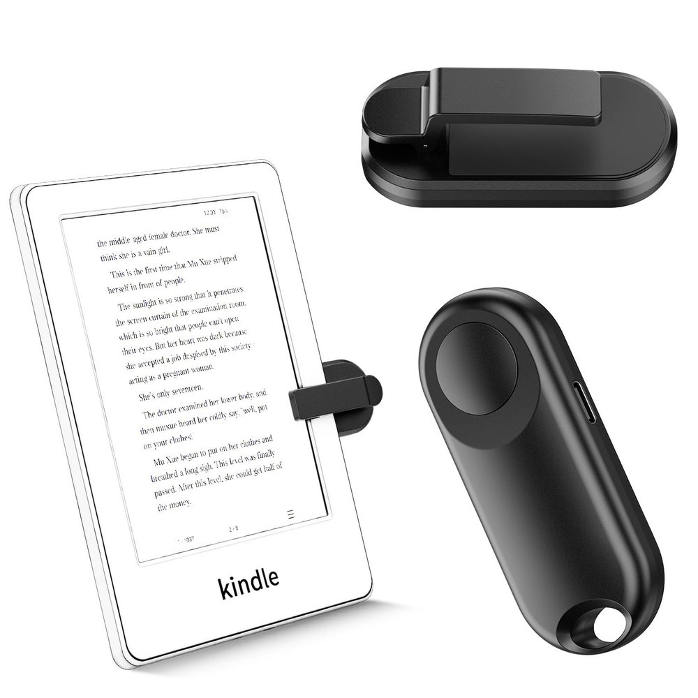 Sycelu RF Remote Control Page Turner for Kindle Paperwhite Accessories Ipad Reading Kobo Surface Comics/Novels Tablets Android Taking Photos Camera Video Recording Triggers(Black)