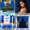 10 x 10 Feet Royal Blue Backdrop Curtain for Partie, Background Curtains for Photoshoot, Birthday, Wedding, Halloween, Thanksgiving, Christmas, New Year Party Decorations 5Ft x 10Ft, 2 Panels view 4