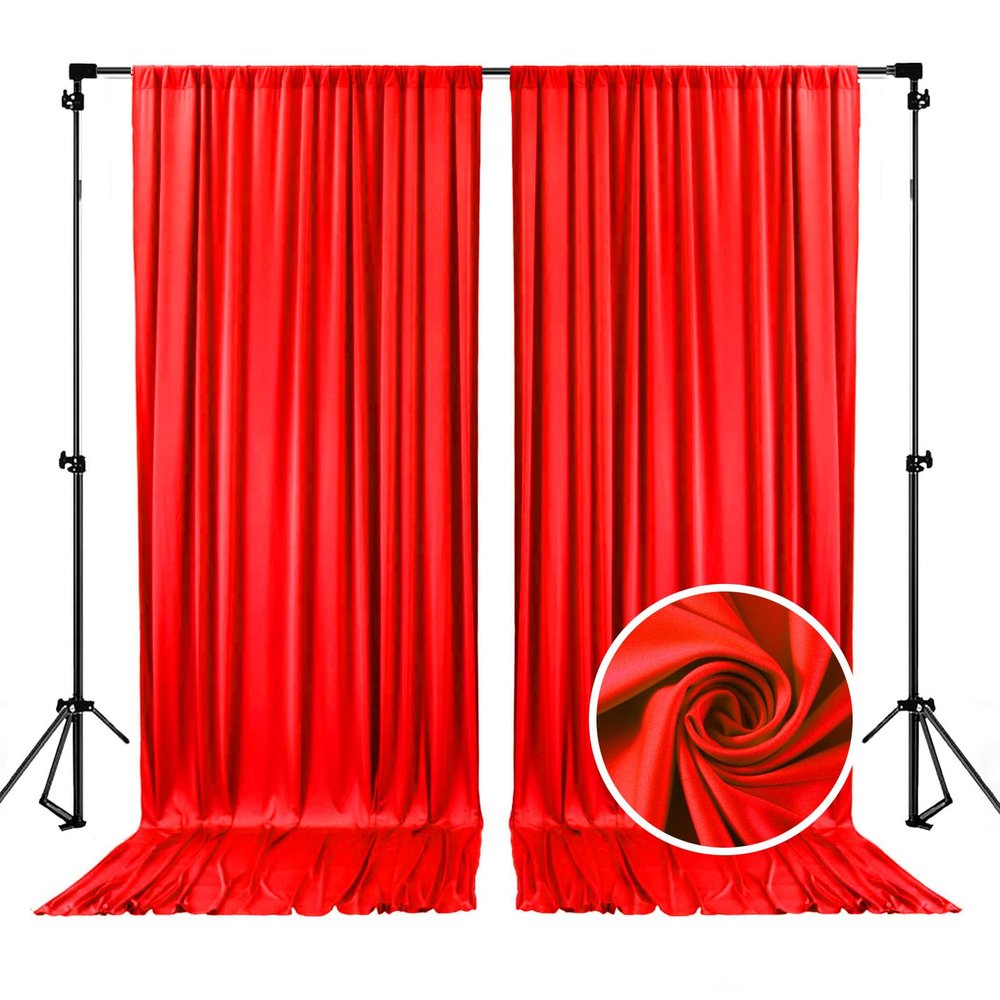 10 x 10 Feet Red Backdrop Curtain for Partie, Background Curtains for Photoshoot, Birthday, Wedding, Halloween, Thanksgiving, Christmas, New Year Party Decorations 5Ft x 10Ft, 2 Panels