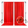 10 x 10 Feet Red Backdrop Curtain for Partie, Background Curtains for Photoshoot, Birthday, Wedding, Halloween, Thanksgiving, Christmas, New Year Party Decorations 5Ft x 10Ft, 2 Panels view 1