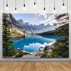 YongFoto Canadian Moraine Lake Backdrop 15x10ft Mountains Forest Pine Park Outdoor Nature Scenery Photography Background Party Banner Decor Travel Portraits Photoshoot Wallpaper Photo Studio Props view 2