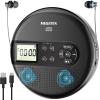 MEGATEK CP27BR Portable CD Player Bluetooth for Car with FM Transmitter, USB, AUX, LCD Display, Anti-Skip, Stereo Speakers, Headphones & Rechargeable Battery  Black view 1