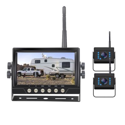 1080P Digital Backup Camera System Kit - 200M Wireless Transmission, 7 Inch AHD IPS Screen, IP69K Waterproof, Reversing System for Truck RV Yacht Campers (Color : 2 Cameras)