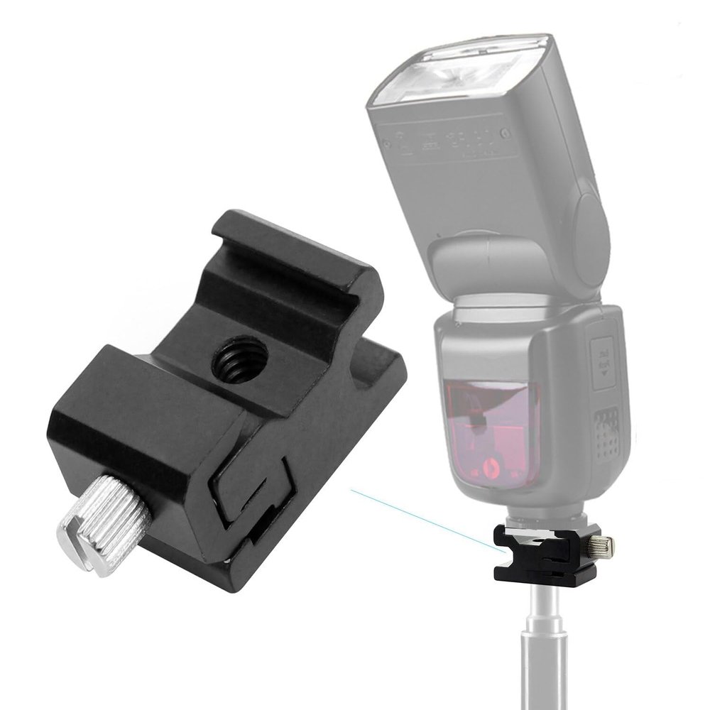 NovelGoal Hot Cold Shoe Flash to Bracket Stand Adapter Mount 1/4 Thread Screw Trigger Metal Compatible with Nikon Canon Sony DSLR Camera