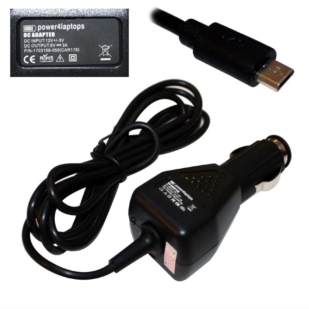 Power4Laptops DC Adapter Tablet Car Charger Compatible with HP 10 Plus 2201us