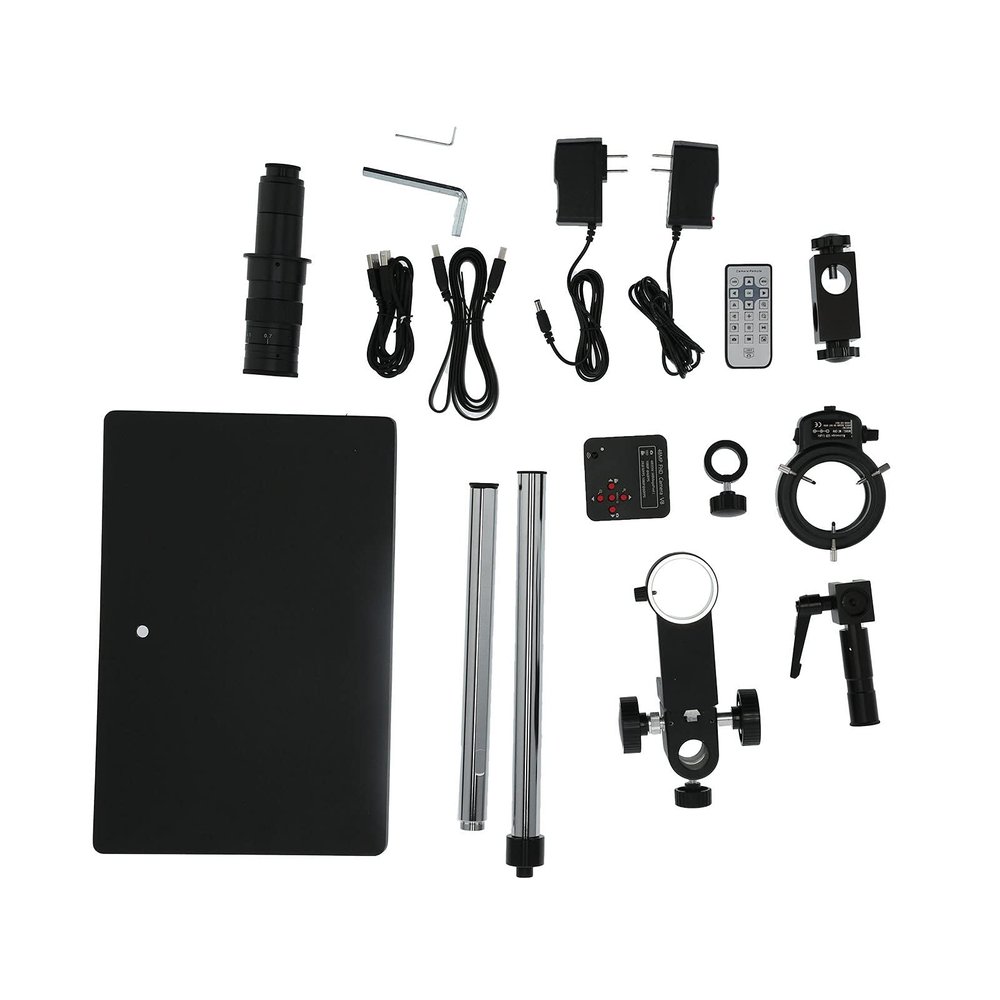 48MP 1080P Microscope Camera Video Recorder Adjustable Bracket 180X 300X Zoom Lens AC100240V,Industrial, Kit, Explore the Microstructure of Large Objects(US)