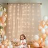 10x10ft Champagne Tulle Backdrop Curtain with Lights String for Parites, Sheer Backdrop Curtains for Wedding Baby Shower Birthday Party Photo Shoot Decorations view 3