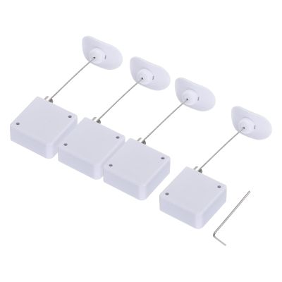 MECCANIXITY Retractable Cable Lock with Double-Sided Adhesive Remote Control Security Lock Arc Terminal for TV, DVD,Showroom,Remote,600g 4Set White