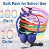 Ladont 100 Pack Classroom Headphones Bulk for Students Kids Boys Girls Teens, Wholesale Wired Multi Color 3.5mm On Ear Headphones for Chromebook Laptop PC Computer view 2
