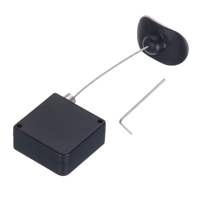 MECCANIXITY Retractable Cable Lock with Double-Sided Adhesive Slow Remote Control Security Lock Arc Terminal for TV, DVD,Showroom,Remote,600g 1Set Black