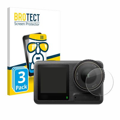 BROTECT Glass Screen Protector Film Compatible with DJI Osmo Action 4 (Lens) (3 Pack) - Glass-Foil 9H Protection [Scratch Resistant, High Clarity]