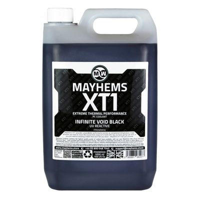 Mayhems - XT1 Premixed PC Coolant - Computer Water Cooling Fluid - Liquid Cooling, Thermal Performance Series, UV Fluorescent, 5 Litre, Infinite Void Black