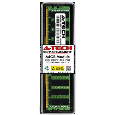 A-Tech 64GB RAM Replacement for HP 752373-G91 | DDR4 2133MHz PC4-17000 LRDIMM 4Rx4 1.2V ECC Load Reduced 288-Pin DIMM Server Memory Module (752373-G91-ATC)