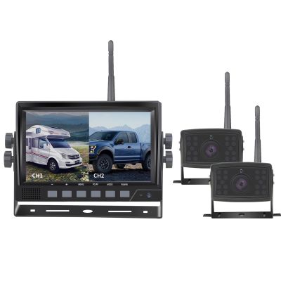 1080P Wireless Digital Backup Camera System Kit, 7 Inch AHD IPS Screen, IP69K Waterproof Night Vision Camera, Video Recording for Truck RV Yacht Campers (Color : 2 Cameras)