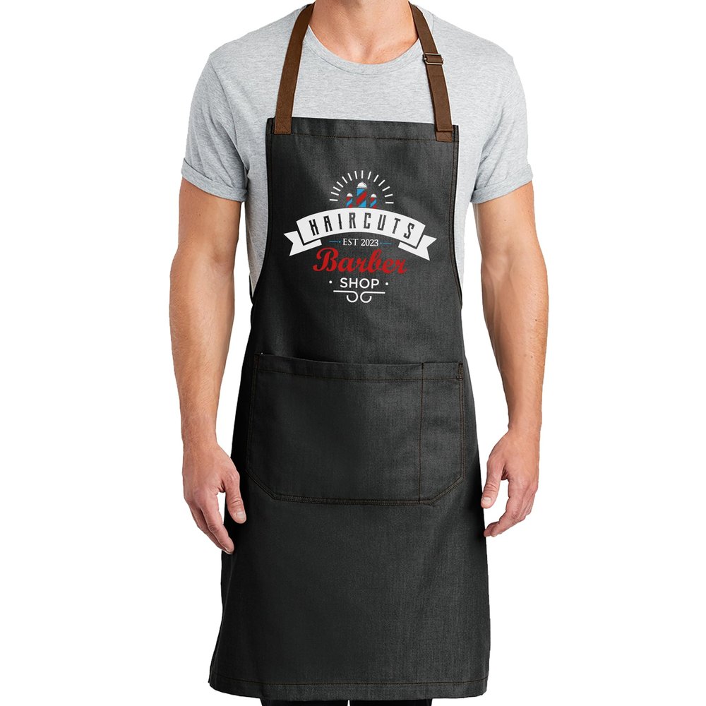TEEAMORE Custom Barber Apron Hairdressers Men Hair Stylist Salon Two Big Pockets Grooming Aprons Barbershop DarkMidnight D4_15